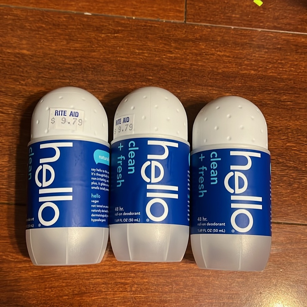 Hello clean + fresh roll on deodorant bundle 3